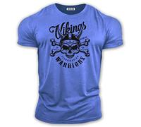 bebak Mens Gym T Shirt | Viking Warrior | Gym Clothes for Men | Arnold Bodybuilding T Shirt | Ideal for MMA Strongman Crossfit (UK, Alpha, L, Regular,Atlantic Blue)