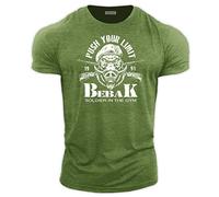 bebak Mens Gym T Shirt | Viking Warrior | Gym Clothes for Men | Arnold Bodybuilding T Shirt | Ideal for MMA Strongman Crossfit (UK, Alpha, XL, Regular, Regular, Heather Military Green-Soldier)