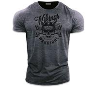 bebak Mens Gym T Shirt | Viking Warrior | Gym Clothes for Men | Arnold Bodybuilding T Shirt | Ideal for MMA Strongman Crossfit (UK, Alpha, L, Regular, Regular, Heather Petrol Blue)