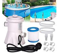 BEBALETY Clear Cartridge Filter Pump,Swimming Pool Filter Pump Crystal Clear Swimming Pool Pump and Filter with 1 Pool Filter Cartridge for Above Ground Pool, Inflatable Pools 110-120V (300 GPH)