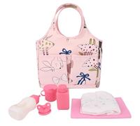 Bebamour 7-Piece Baby Doll Diaper Bag Set with Bottle & Accessories, Unicorn Changing Bag for 12-20 Inch Dolls, Pretend Play Feeding & Nappy Care Toy for Kids, Rabbit