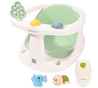 Bebamour Baby Bath Seat for Babies 6+ Months, Non-Slip Bath Support Chair with Suction Base, Includes Water Jug & Bath Toys, Ergonomic Baby Bath Seat for Safe and Comfortable Bath Time, Green