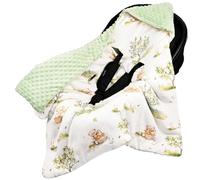Bebamour Baby Car Seat Blanket Footmuff, Universal Pram Stroller Blanket for Newborns, 3 or 5 Point Harness System, Hooded Travel Wrap, Green