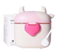 Bebamour Baby Formula Dispenser, 450ml Milk Powder Container with Scoop, Portable Baby Formula Storage Pot for Travel, Night Feeds & Snacks, BPA Free, Cow Design (Pink)