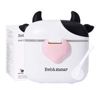 Bebamour Baby Formula Dispenser, 450ml Milk Powder Container with Scoop, Portable Baby Formula Storage Pot for Travel, Night Feeds & Snacks, BPA Free, Cow Design (Black)