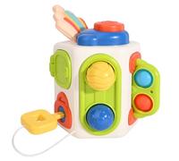 Bebamour Baby Sensory Activity Cube Toy, Silicone Teething & Grasping Busy Cube for Babies 18 Months+, Montessori Pull String Fine Motor Travel Toy, Early Learning Development Gift for Boys Girls