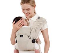 Bebamour Knit Baby Carrier,Cozy and Lightweight Carrier for 4-24 Months,Ergonomic Baby Carrier with Head Hood, Khaki