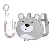 Bebamour Toddler Backpack with Reins, Animal Safety Harness Backpack for Boys & Girls, Mini Anti-Lost Walking Backpack with Detachable Leash for Travel, Nursery & Outdoor Use, Grey Bear