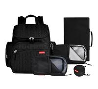 Bebamour Upgraded Nappy Changing Bag Backpack Large Travel Baby Bag with Changing Pad, Mesh Bag, Insulated Bag, Pacifier Case& Stroller Attachment, Diaper Backpack for Mom&Dad (Black)