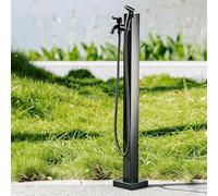 BEBANE Outdoor Water Column with Double Faucet, 304 Stainless Steel Freestanding Hose Stand for Garden, Freeze-Proof External Water Hydrant for Yard Lawn Patio(Square,95cm/37.4in)