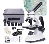 BEBANG Microscope for Adults & Kids, Dual LED Illuminated 40X-2000X Monocular with Kits, Metal Body, Slides for School Lab