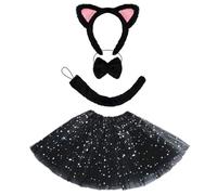 BEBAOVO Black Cat Costume Set with Black Star Tutu Skirt, Cat Ears Headband, Dress Up Accessories for Cosplay