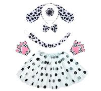 BEBAOVO Dalmatian Costume Set with Tutu Skirt, Ears Headband, Dog Tail, Bow Tie and Paw Gloves for Women