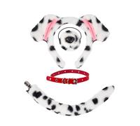 BEBAOVO Dalmatian Dog Costume Accessories Set, Spotted Ears Headband with Tail and Red Collar for Womens