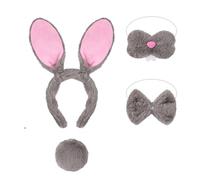 BEBAOVO Easter Bunny Costume Set, Brown Plush Rabbit Ears Headband, Bowtie, Nose and Tail, Halloween Rabbit Cosplay Accessories