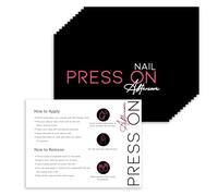 Bebbtiy 50 Pcs Push On Nail Guide Cards Push On Nail Tips Aftercare Manicure Business Accessories Card (Black-2)