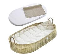 BEBE BASK Premium Baby Changing Basket - Handmade Natural Rattan Moses Basket - Luxury Leaf Liner - Thick & Waterproof Bamboo Pad - Vegan Leather Baby Changing Mat - Baby Changing PadL8