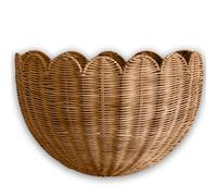 BEBE BASK Scalloped Wicker Hanging Basket - The Original Wicker Wall Decor - Hand Woven Wall Basket - Home Décor Wall Hanging Basket - Wall Storage Basket for Nursery, Living Room and Bathroom (Mocca)