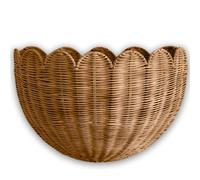 BEBE BASK Scalloped Wicker Wall Basket - The Original - 16 x 10 x 7 In | Handwoven Basket, Scalloped Décor Wall Hanging Baskets, Hanging Wall Basket, Rattan Wall Storage Basket for Home (Mocca)