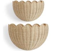 BEBE BASK The Original Scalloped Wicker Wall Basket - Set of 2 (16x10x7 In)