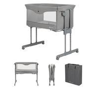 BEBE CONFORT Bebeconfort Amara, Co-Sleeping Cot, 0-6 Months, 0-9 kg, Co-Sleeping Cot, 2-in-1 Co-Sleeping Cot and Crib, Compact Folding in 3 Seconds, Easy to Carry, Practical Travel Bag, Tinted Grey