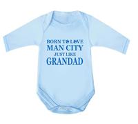 Bebe Dory Born To Love Man City Just Like Grandad Vest 100% Fine Combed Cotton (Blue, 3-6 Months)