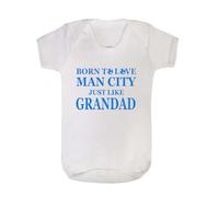 Bebe Dory Born To Love Man City Just Like Grandad Vest 100% Fine Combed Cotton (White, 3-6 Months)