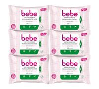 bebe Refreshing Cleansing Wipes (6 x 25 Wipes), Mild Make-Up Wipes with Rose Water, Makeup Remover Made of Fibres, 100% Vegetable Origin, Face Cleansing for Normal Skin, Vegan