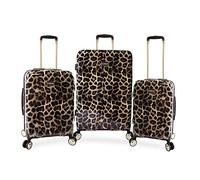 Bebe Women's Adriana Spinner Luggage, Leopard, 3pc Set (21" 25" 29"), Leopard, 3pc Set (21" 25" 29"), Adriana 3pc Spinner Luggage Set