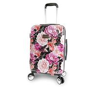 Bebe Women's Marie 21" Hardside Carry-on Spinner Luggage, Black Floral Print, One Size