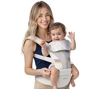 BeBeBus 6-in-1 BeBeBus Hip Seat Baby Carrier - Adjustable Ergonomic Design for Newborn to Toddler (7-44 lbs), Effortless to Put On, Lightweight & Breathable, Machin Washable (White)