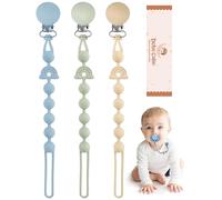 BebeCalin Dummy Clip, 3 PCS Premium Silicone Pacifier Clips, BPA Free Soother Clips for Boys and Girls, Newborn Baby Dummy Clip