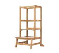 Bebeconfort Nola Montessori Learning Tower, 1.5-6 Years, Natural Wood | Toddler Step Stool, 3 Adjustable Heights, Certified Safety, Up to 30 kg, Easy Assembly