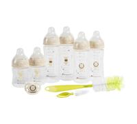 Bebeconfort Physio Air Complete Bottle Kit, 0+ Months, Anti-Colic Design | Bottle Feeding Essentials, Includes 6 Baby Bottles, Soother & 2-in-1 Brush, Physiologically Shaped Teat