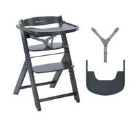 Bebeconfort Timba 2 Wooden High Chair, Up to 110 kg, Warm Grey | Evolutive Ergonomic High Chair, From 6 Months, Fits Dining Tables, Removable Tray, Adjustable Seat & Footrest