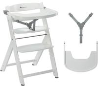 Bebeconfort Timba 2 Wooden High Chair, Up to 110 kg, White | Evolutive Ergonomic High Chair, From 6 Months, Fits Dining Tables, Removable Tray, Adjustable Seat & Footrest
