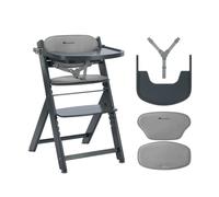 Bebeconfort Timba 2 Wooden High Chair with Cushion, Up to 110 kg, Grey Mist | Evolutive Ergonomic High Chair, From 6 Months, Removable Tray, Adjustable Seat & Footrest