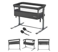 Bebeconfort Zina Co-Sleeper Crib & Baby Cot, 0-9 kg, Mineral Graphite | Foldable Bedside Crib, 0-6 Months, 5 Adjustable Height Positions, Reclinable Cot Mattress, Easy to Install