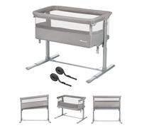 Bebeconfort Zina Co-Sleeper Crib & Baby Cot From Birth up to 6 Months (0-9kg), Foldable Bedside Crib, 5 Adjustable Height Positions, Reclinable Cot Mattress, Easy to Install, Mineral Grey