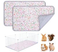 BeBeJoJo 2 Pack Guinea Pig Cage Liner,Washable Guinea Pig Bedding Reusable Guinea Pig Mat Waterproof Super Absorbant Guinea Pig Pee Pads,Small Floral Print,74x40cm