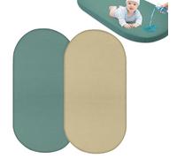 BeBeJoJo Baby Bassinet Sheets TPU Waterproof 2 Pack Soft Muslin Bedside Bassinet Mattress Sheets with Bottom Elastic Band for Baby Boy Girls Unisex Fit Hourglass Oval and Rectangle, Green Ivory