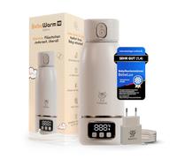 BEBELUX Baby Bottle Warmer, Electric Baby Milk Warmer for Travel, 36 W USB-C Quick Charge, BPA-Free, Perfect Temperature Control, Germ-free & Leak-Proof, Long-Lasting Battery (Beige)