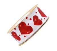 BEBEMOKO 1 Roll Polyester Decorative Ribbon with Heart Pattern, Assorted Color, Easy to Create A Bow, Comfortable Feel, for Wrapping and Bottle Decorations