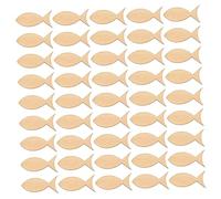 BEBEMOKO 100 Pcs Unfinished Wooden Fish Shape Craft Chips for DIY Projects for Art Graffiti Decor Ocean Theme Crafts Quality Wood Material
