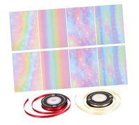 BEBEMOKO 10pcs Iridescent Sky Wrapping Paper Ribbons for Vibrant Wedding Birthday and Mother's Day Decorations Unique Rainbow Gradient Design