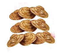 BEBEMOKO 10PCS Mini Handwoven Straw Hats for Dolls Handmade Decorative Woven Straw Caps Brown Craft Accessories for DIY Home and Classroom Projects