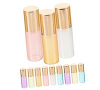 BEBEMOKO 12Pcs Refillable Glass Bottles with Leakproof Roller Balls Portable Essential Oil Bottles in Pearl Gold Green White Blue Pink Purple Travel-friendly Subpackaging