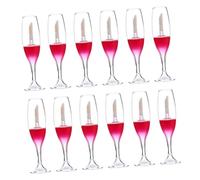 BEBEMOKO 12pcs Refillable Lip Gloss Tubes Mini Wine Glass Design with Brush Applicator Portable Lip Color Container for DIY Cosmetic Craft and Travel Use