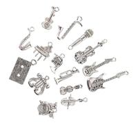 BEBEMOKO 15pcs Musical Instrument Pendants for Jewelry Making Decorative DIY Charms with Mixed Styles Including Violin Guitar Notes Bright Color Craft Supplies for Adults and Crafts