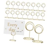 BEBEMOKO 20 Pcs Mini Gold Table Number Stands Round Photo Clip Holders for Wedding Party Restaurant Place Card Holders Memo Note Card Display